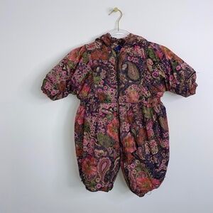 Vintage GIACCA Colorful Paisley Infant Baby Snow Suit 18M